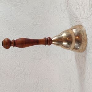 Vintage Etched Brass Bell with Handle